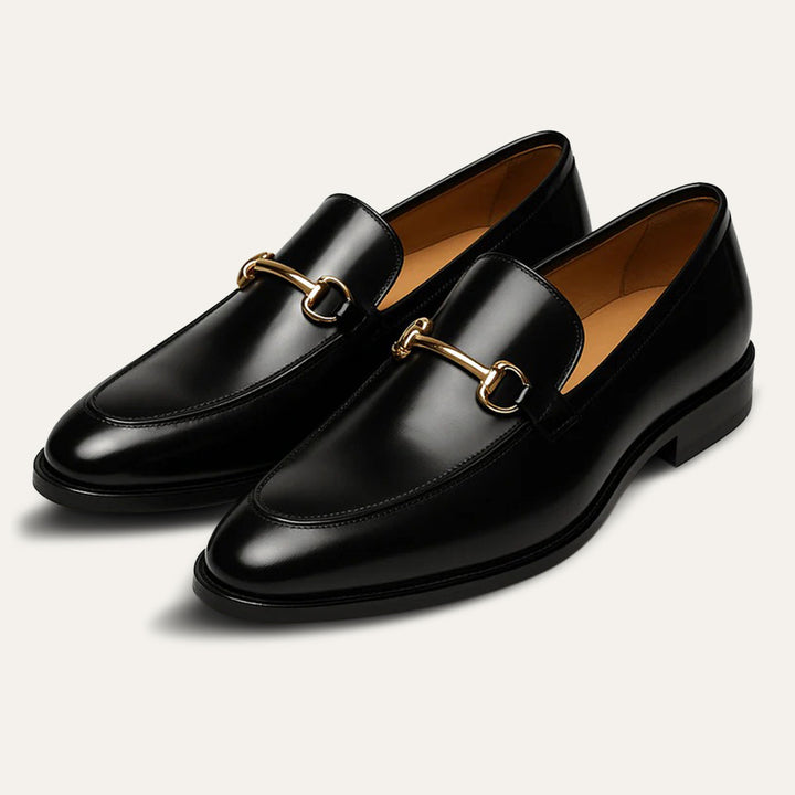 The Caernarfon Men's Black Leather Horsebit Foral Loafers · Oliver Bradley