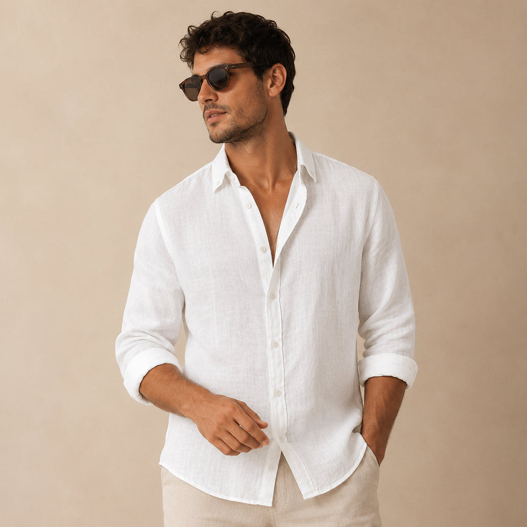 The Silverlake Men’s Cotton Linen Button Up Beach Shirt · Oliver Bradley