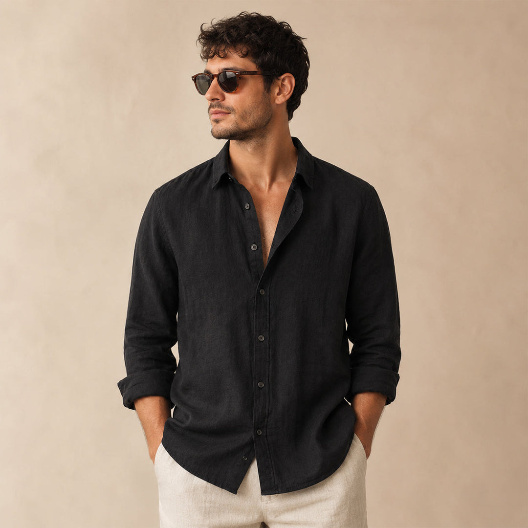 The Silverlake Men’s Cotton Linen Button Up Beach Shirt · Oliver Bradley