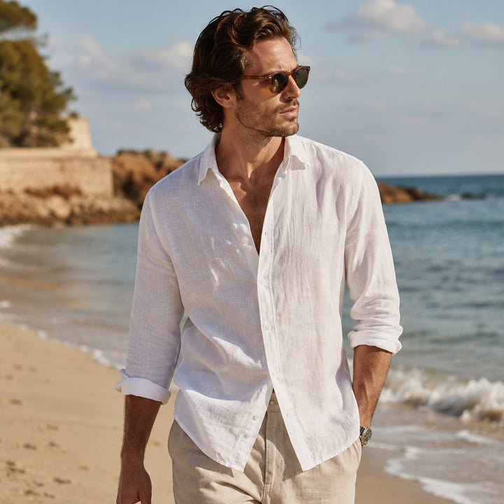 The Silverlake Men’s Cotton Linen Button Up Beach Shirt · Oliver Bradley
