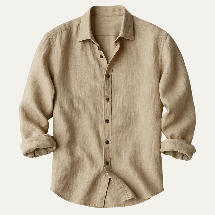 The St. Tropez Vintage Long Sleeve Linen Shirt for Men · Oliver Bradley