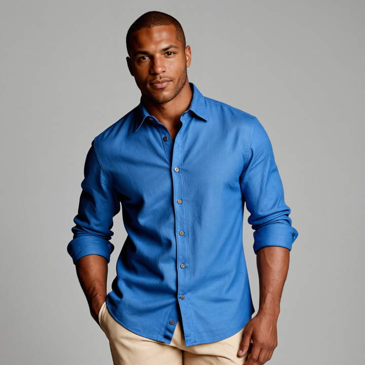 The St. Tropez Vintage Long Sleeve Linen Shirt for Men · Oliver Bradley