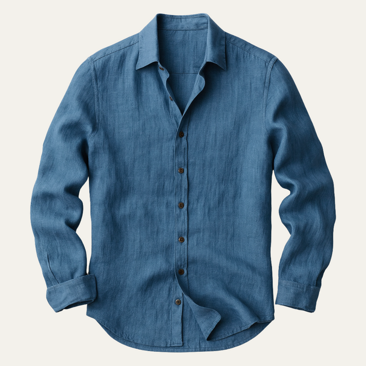The St. Tropez Vintage Long Sleeve Linen Shirt for Men · Oliver Bradley