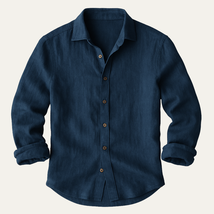 The St. Tropez Vintage Long Sleeve Linen Shirt for Men · Oliver Bradley