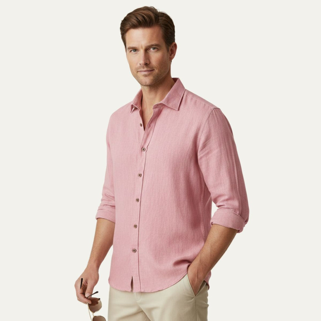The Zurich Vintage Long Sleeve Linen Shirt for Men · Oliver Bradley
