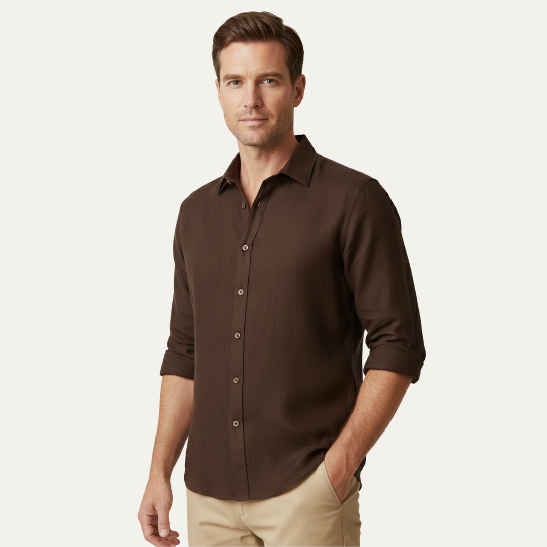The Zurich Vintage Long Sleeve Linen Shirt for Men · Oliver Bradley