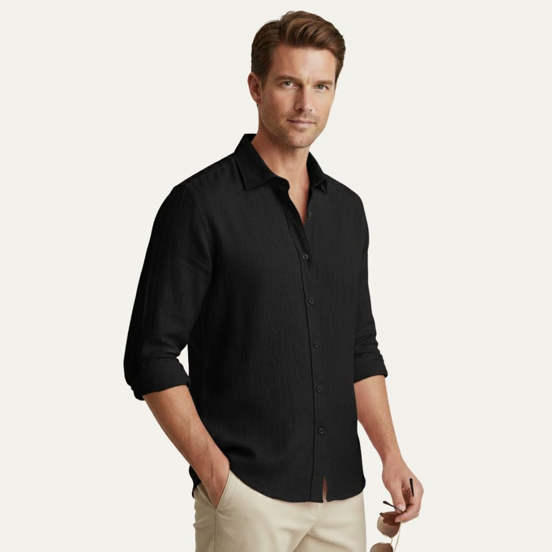 The Zurich Vintage Long Sleeve Linen Shirt for Men · Oliver Bradley