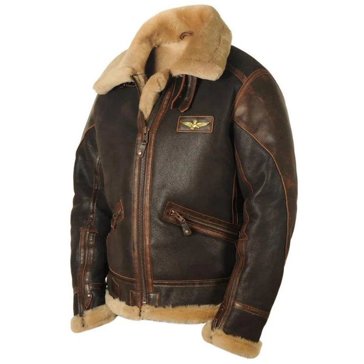 Vintage Leather Bomber Jacket - Fleece Lined WWII Aviator Style · Oliver Bradley